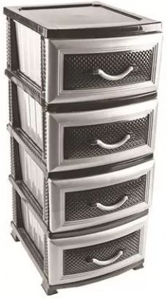 Комод 4-х секц. без декора "Дельфин" черно-серебристый