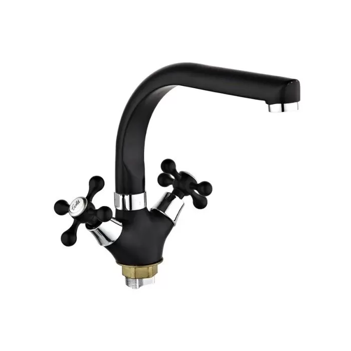 Смеситель для кухни двухручковый черный Potato Эверест B 69-656