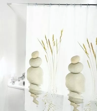 Штора для ванной полиэтиленовая бежевая 2, "Релакс", 180*180