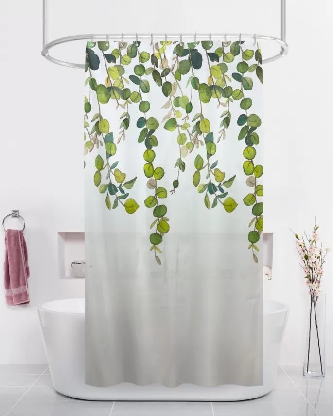 Штора для ванной тканевая белая, лиана ВТ-829909, "Дорофей", 180*180