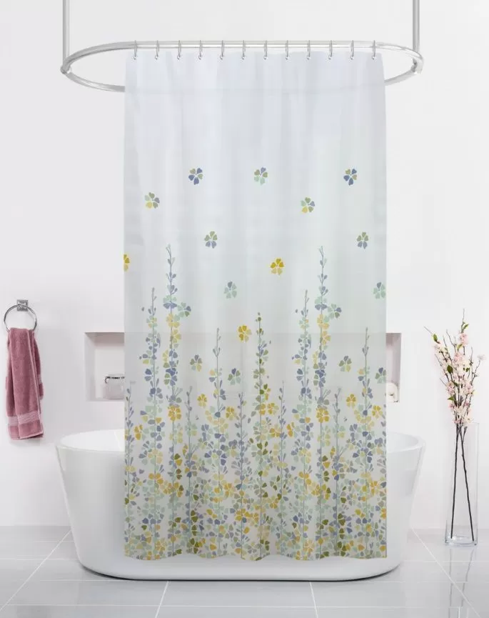 Штора для ванной тканевая белый, цвета лета ВТ-829907 , "Дорофей", 180*180